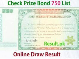750 Rs Draw List 94 Peshawar Result 2023 750 Rs Prize Bond