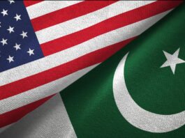 United States Welcomes Pakistan-IMF Stand-By Arrangement United States and Pakistan two flags textile cloth, fabric texture