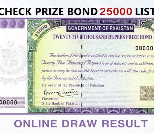 Rs 25000 Premium Prize Bond List 2023 Rawalpindi Result 25000 Rs Prize Bond