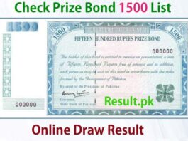 Draw 98 Rs 1500 Prize Bond Karachi Result 2024 1500 Rs Prize Bond